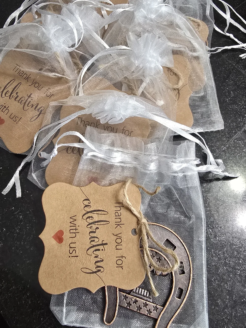 Rustic Horseshoe Favor with Kraft Tag - Set of 10